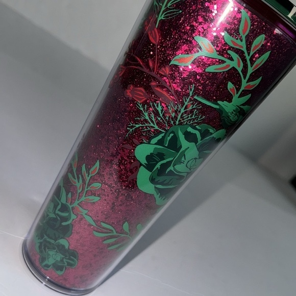 Starbucks Christmas Holiday 2022 Flowers Glitter 24 oz Cold Cup Tumbler *new - Picture 6 of 8